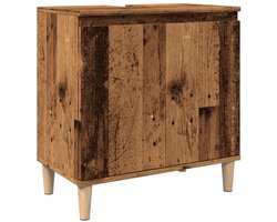 Wastafelkast | badkamerkast | Wastafelmeubel | Wastafel onderkast 58x33x60 cm bewerkt hout oud houtkleurig