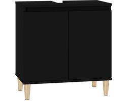 Wastafelkast | badkamerkast | Wastafelmeubel | Wastafel onderkast 58x33x60 cm bewerkt hout zwart