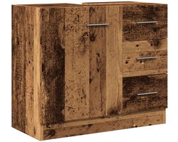 Wastafelkast | badkamerkast | Wastafelmeubel | Wastafel onderkast 63x30x54 cm bewerkt hout oud houtkleurig