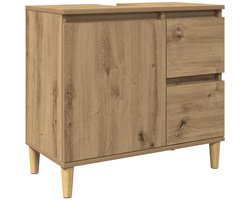 Wastafelkast | badkamerkast | Wastafelmeubel | Wastafel onderkast 65x33x60 cm bewerkt hout artisanaal eikenkleurig