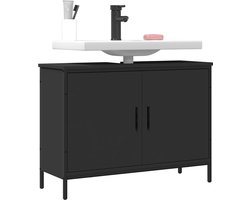 Wastafelkast | badkamerkast | Wastafelmeubel | Wastafel onderkast 80x30x60 cm bewerkt hout zwart