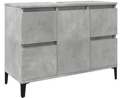 Wastafelkast | badkamerkast | Wastafelmeubel | Wastafel onderkast 80x33x60 cm bewerkt hout betongrijs