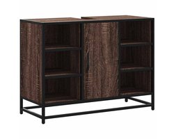 Wastafelkast | badkamerkast | Wastafelmeubel | Wastafel onderkast 80x33x60 cm bewerkt hout bruin eikenkleurig