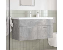 Wastafelkast | badkamerkast | Wastafelmeubel | Wastafel onderkast met ingebouwde wasbak en kraan betongrijs