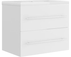 Wastafelkast met ingebouwde wastafel - Bruin en Wit