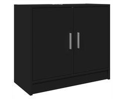 Wastafelkast met opbergruimte - zwart - bewerkt hout - 63x29x55 cm