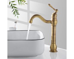 Wastafelkraan Antiek Brons - Badkraan Hoog Model - Eenhandig Mengkraan - Vintage Design voor Badkamer & Wastafel