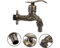 Wastafelkraan - badkraan - buitenkraan - Messing wandgemonteerde wastafelkraan - Badkamerkraan - Afvoerkraan - Klassieke vintage antieke - Geschikt Voor wasmachine/buitentuin - wastafel kraan - Enkele koude G 1/2 inch aansluiting