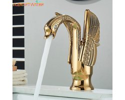 wastafelkraan mengkraan gouden kraan in de vorm van een zwaan met keramische schijven