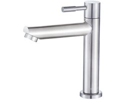 Wastafelkraan met alleen koud water, duurzame badkamermengkraan, verwijderbare perlator, zilverkleurig
