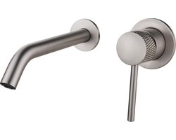 Wastafelkraan Wiesbaden Ribbd Inbouw Mengkraan Eenhendel Inclusief Afdekplaat RVS