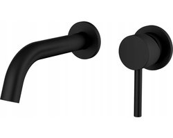 Wastafelkraan zwart - Inbouw wastafelmengkraan met wandmontage - Mat zwart messing design