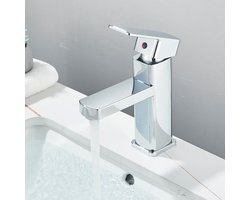 wastafelmengkranen met enkele handgreep, badkamerkraan, moderne monobloc wastafelkranen chroom wastafelkranen voor badkamer met warm en koud watertoevoerleidingen, messing