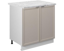 Wastafelmeubel 80 cm Grijsbeige met Marmeren Wastafelblad