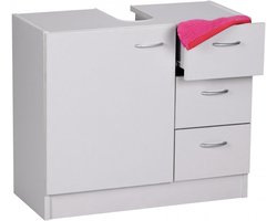 Wastafelmeubel Badkamerkast Onderkast Wit 1 Deur 3 Laden