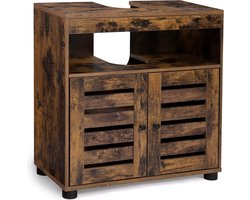 Wastafelmeubel deluxe - Badkamermeubel - Wastafelkastje - Badkamerkastje - Kolomkast staand - Bruin - 60x60x30 cm