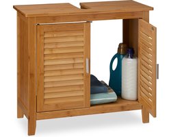 wastafelmeubel met sifon uitsparing - 2 deuren - 60 x 67 x 30 cm - bamboe