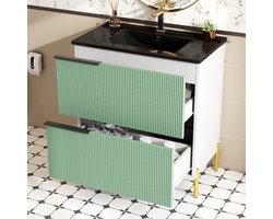 Wastafelmeubel - Staand - met Keramische Wastafel - met Lades en MDF Frame - Keramiek - Groen