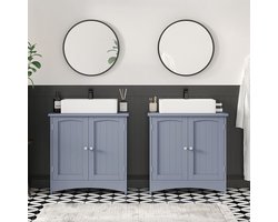 Wastafelmeubel - Wastafelmeubel Met 2 Deuren - Badkamer Wastafelmeubel - Wastafelmeubel Met Deuren - Houten Badkamermeubel - Mystiek Grijs - 30 x 60 x 60 cm