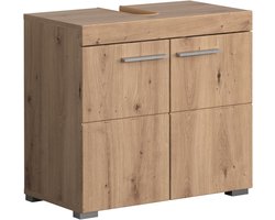 Wastafelonderkast Badkamer 60x56x34 cm in Eikenhout met 2 Deuren