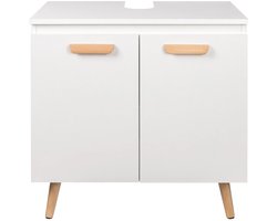 Wastafelonderkast - Badkamer - op Poten - Onderkast - Meubel - Praktische Opbergruimte - Onder de Wastafel - 60x40x60,5 cm - Vrijstaand Toiletmeubel - Modern MDF-design - Wit