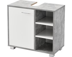 Wastafelonderkast badkamermeubel 55,6x60x31 cm beton wit