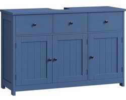 Wastafelonderkast - Badkamermeubel voor onder de wastafel - Opbergruimte - 3 deuren en 2 lades - 100 cm breed - Blauw