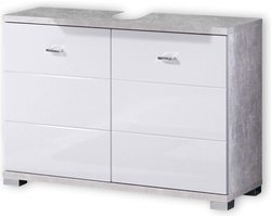 Wastafelonderkast Betonlook - Moderne Badkamerkast met Veel Opbergruimte 80 x 57 x 30 cm