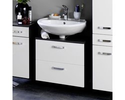 Wastafelonderkast Bobbi 70cm 1 deur en 1 lade - grafiet/hoogglans wit