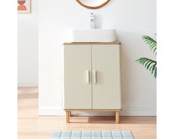 Wastafelonderkast Ferrersp 80x60x35 cm eikenkleurig havermout en naturel [en.casa]