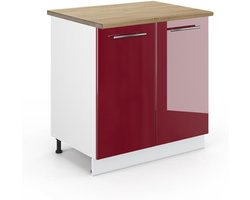 Wastafelonderkast - Keukenkast Onderbouw - Keuken Organiseren - Soft-close Scharnieren - 80 cm - Bordeauxrood Hoogglans