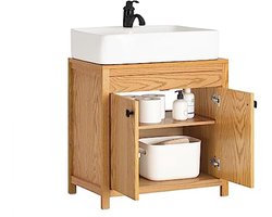 Wastafelonderkast met 2 Planken en 2 Deuren - Badkamerkast 60x35cm