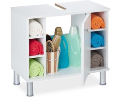 wastafelonderkast - met deur - 7 vakken - MDF - 53,5 x 60 x 32 cm - wit