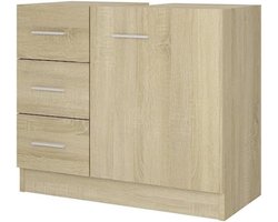 Wastafelonderkast Met Lades - Badkamer Kastje Onder Wastafel - Sonoma Eik - Praktisch Ontwerp Voor Extra Opslagruimte