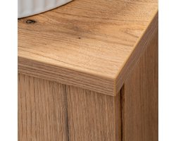 Wastafelonderkast Newport met 2 lades en wastafel 71x60x40 cm eikenkleurig en wit [en.casa]