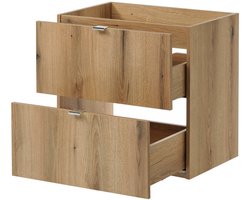 Wastafelonderkast Newport met 2 lades en wastafel 71x60x40 cm eikenkleurig en zwart [en.casa]