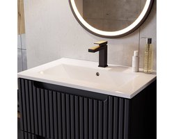 Wastafelonderkast Newport met wastafel 50x57x39 cm zwart en wit [en.casa]