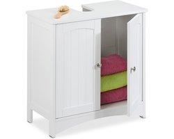 wastafelonderkast op poten - 2 deuren - 60 x 60 x 31 cm - sifon uitsparing - wit