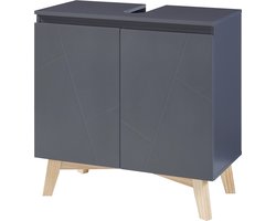 Wastafelonderkast Overath 60x60x30 cm grijs en houtkleurig [en.casa]