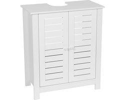 Wastafelonderkast Santorini met Uitsparing - met 2 planken - Wastafelmeubel - Wit MDF