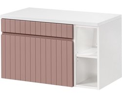 Wastafelonderkast Set - Badkamer Kastje - Opbergen Badkamer - Geïntegreerde Handgrepen - 80 cm - Roze Wit