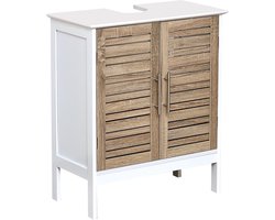 Wastafelonderkast Stockholm - 52 cm - Met 2 Draaideuren & 1 plank - Wit/Bruin