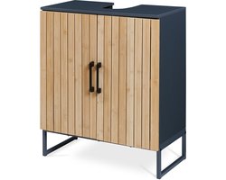 Wastafelonderkast Svanes met 3 opbergvakken 70x60x30 cm donkergrijs en naturel [en.casa]
