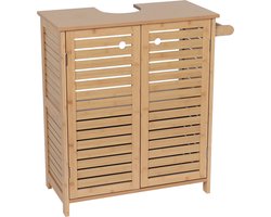 Wastafelonderkast Trinidad met Uitsparing met 2 planken - Wastafelmeubel MDF/Bamboe