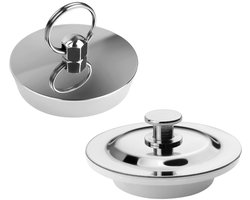 wastafelstop voor badkamer, 2 stuks, roestvrij staal en siliconen, 40-45 mm, vervanging voor afvoerstop voor badkamer en keuken