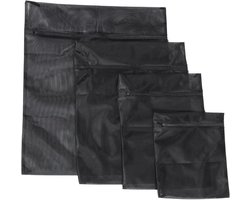 Waszakken - 4 Stuks - Wasnetten - Travel Organizer - Polyester - Bescherm je Wasgoed en Wasmachine - Packing Cubes - Waszak voor Wasmachine - 25*30cm,30*40cm,40*50cm,50*60cm - Zwart