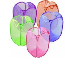 Waszakken Net Pop-up Mesh Opvouwbare - Wasmand Ideaal voor het sorteren van wasgoed - speelgoed, opbergzak, organizer, willekeurige kleur - 5 stuks