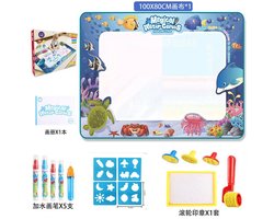 Water Tekenmat met Accessoires - Ocean Babymat - Blauw - Speelgoed 2 Jaar - Speelgoed 3 Jaar - Speelgoed 4 Jaar - Educatief Speelgoed - Jongens Speelgoed - Meisjes Speelgoed - Kinderspeelgoed - Herbruikbaar & Vlekloos Tekenen