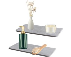 Waterabsorberend stenen dienblad - Antislip gootsteenorganizer - Beige - Diatomiet