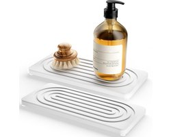 Waterabsorberende stenen afwasmat voor badkamer en keuken, snel drogend diatomiet, 8.5 x 4 cm zeepdish, ideaal voor aanrecht en kraan